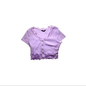 Lavender Lace Crop Button Up